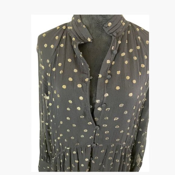 Zara Front-Button Gauze-y Shirtdress with Metallic Accents Size Medium  EUC - Picture 2 of 13
